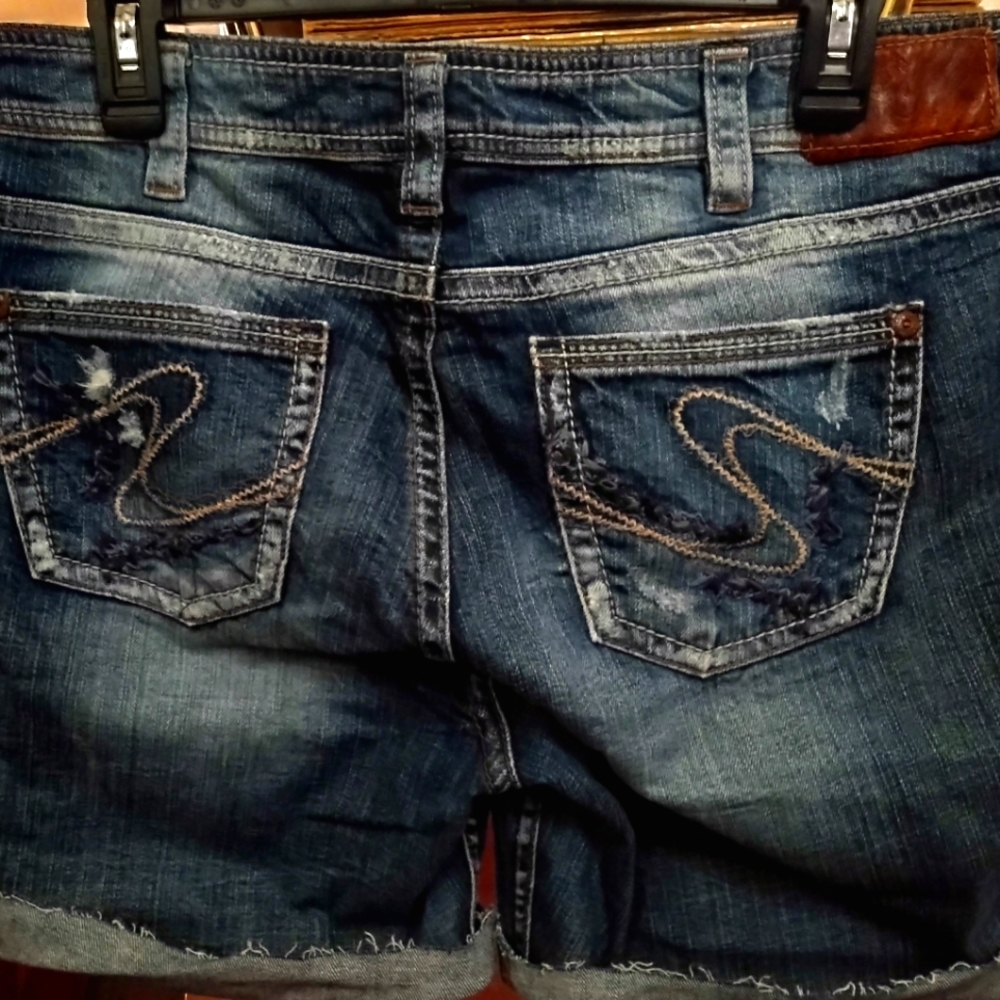 Silver Cutoff Jean Shorts. Size 14